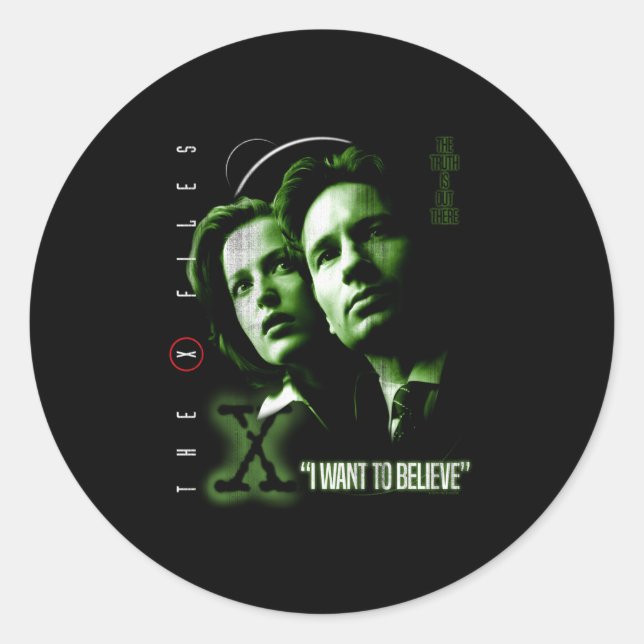 Sticker Rond X-Files Je Veux Croire (Devant)