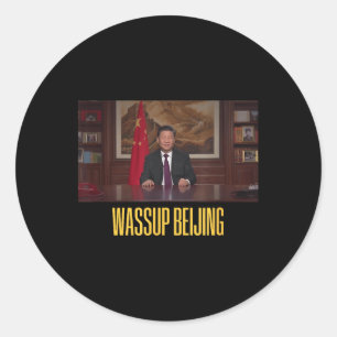 Sticker Rond Xi Jinping Wup Beijing drôle Mème Face Giga Xi Chi