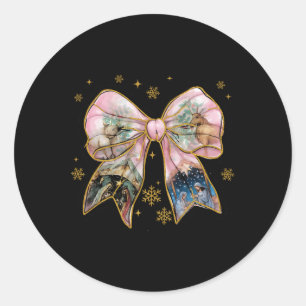 Sticker Rond Xmas Coquette Bow Jesus Bible chrétienne Verse Nat