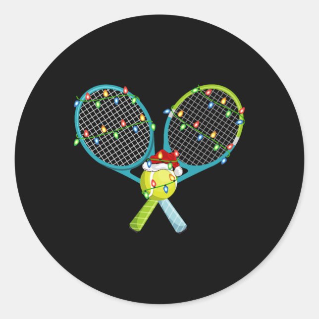 Sticker Rond Xmas Lights Santa Hat Tennis Christmas Premium  (Devant)