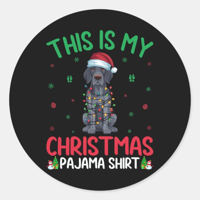 Sticker Rond Xmas Tree Père Noël Allemand Pointer Dog Chr (Devant)