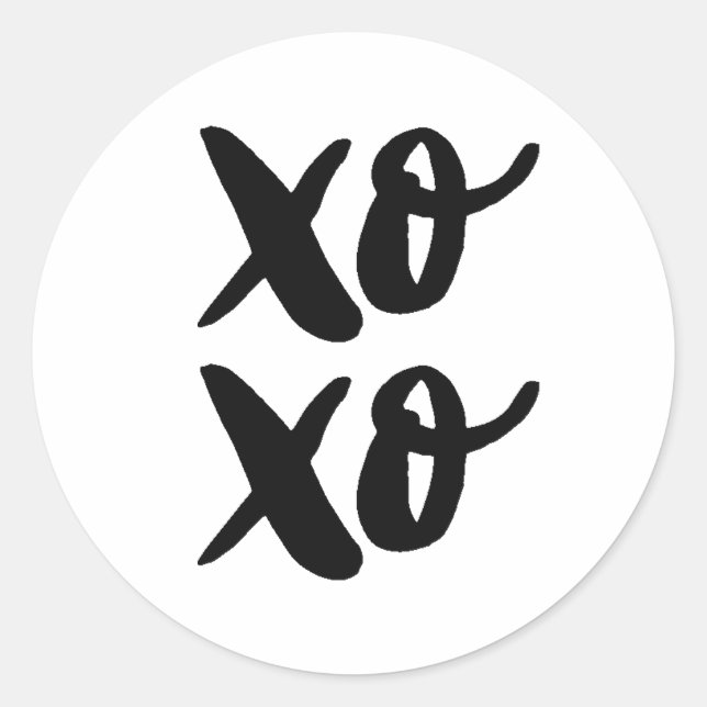 Sticker Rond XO XO La Saint Valentin embrasse et embrasse. Blac (Devant)