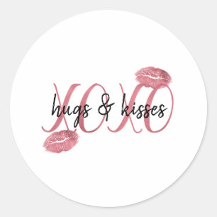Sticker Rond XOXO Bisous Lèvres roses