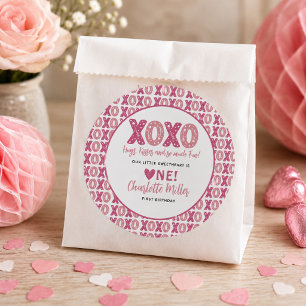 Sticker Rond XOXO Câlins et Bisous Saint-Valentin 1er Anniversa