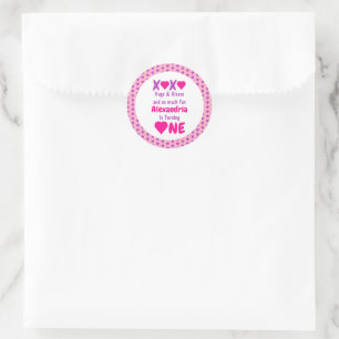 Sticker Rond XOXO Embrasse et embrasse 1er anniversaire