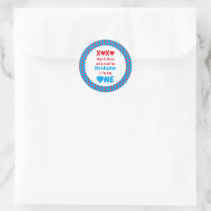 Sticker Rond XOXO Embrasse et embrasse 1er anniversaire