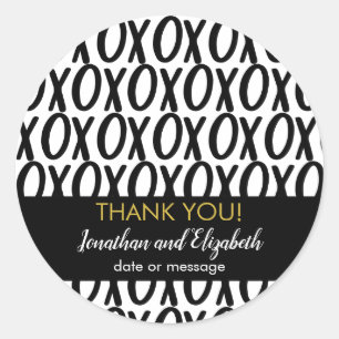Sticker Rond XOXO Embrasse Merci noir blanc