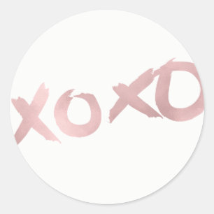 Sticker Rond XOXO Rose Doré Moderne Faux Métal Brillant Glamour