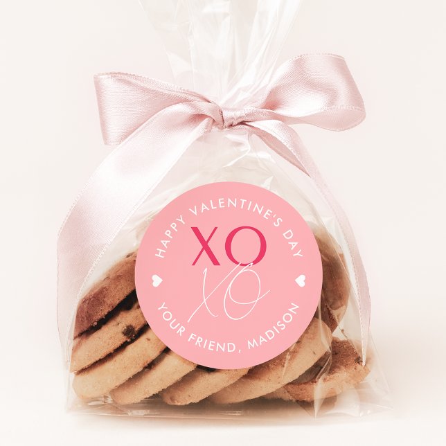 Sticker Rond XOXO rose Personnalisé Saint Valentin (Créateur téléchargé)