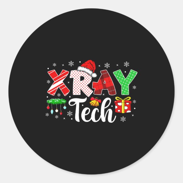 Sticker Rond Xray Tech Christmas Bow Rad Tech Radiology Men Wom (Devant)