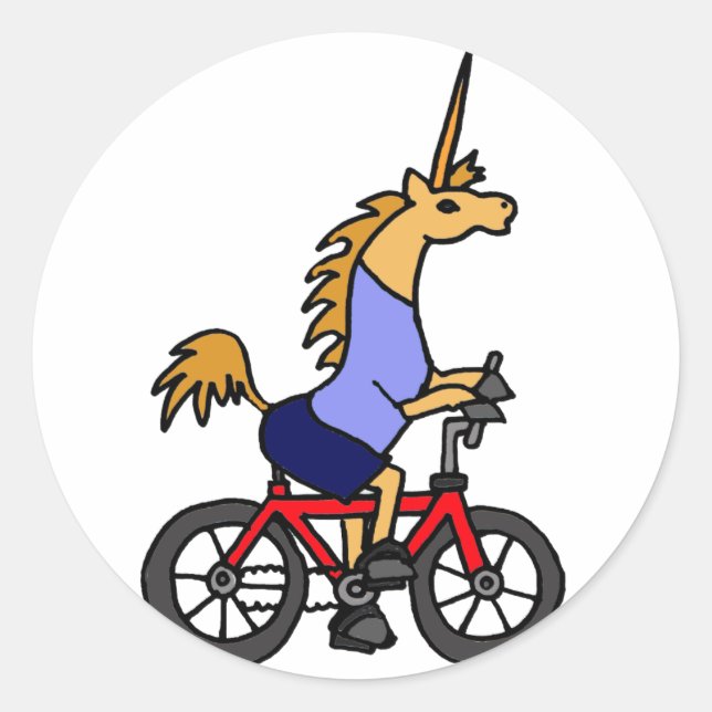 Sticker Rond XX- Carton de vélo à cheval Unicorne (Devant)