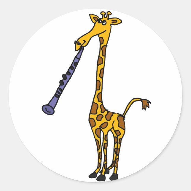 Sticker Rond XX girafe jouant la clarinette (Devant)