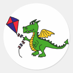Sticker Rond XX- Hilariant cerf-volant Dragon