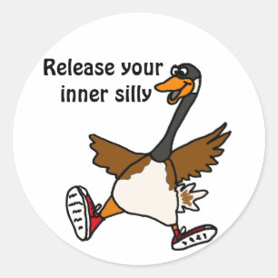 Sticker Rond XX- Libérez votre soyeux intérieur - Oie