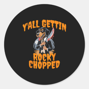 Sticker Rond Y’all Gettin Rocky haché Tennessee Halloween Cos