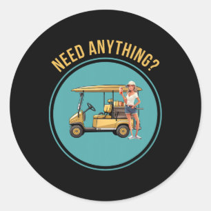 Sticker Rond Y Golf Beverage Cart Girl - Besoin de tout