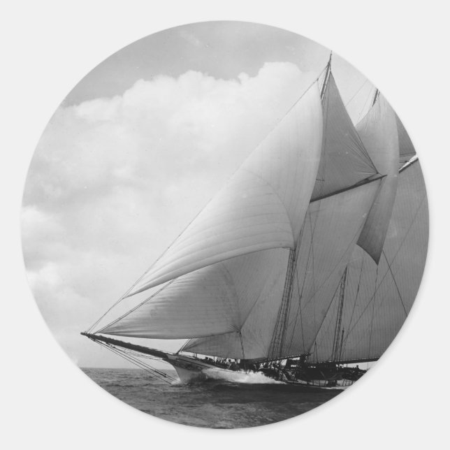 Sticker Rond Yacht Amérique c1910 (Devant)