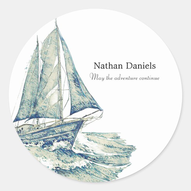 Sticker Rond Yacht bleu en mémorial (Devant)