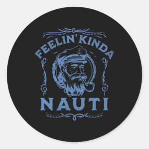 Sticker Rond Yacht Rock Party Nauti Bateau à moteur Capitaine L