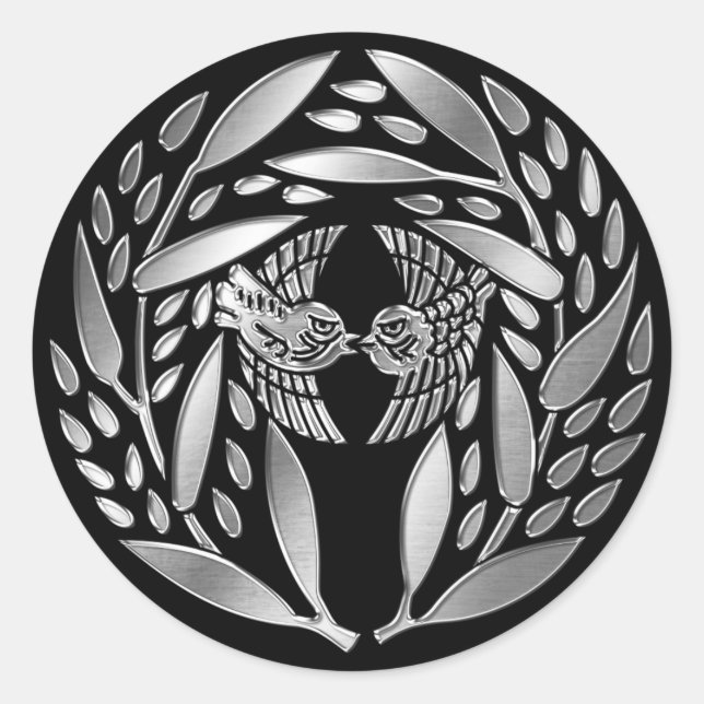 Sticker Rond Yagyu Famille Kamon Argent Chrome (Devant)