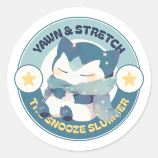 Sticker Rond Yawn Stretch Snooze Slummer Funny