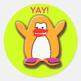 Sticker Rond Yay ! Happy Penguin