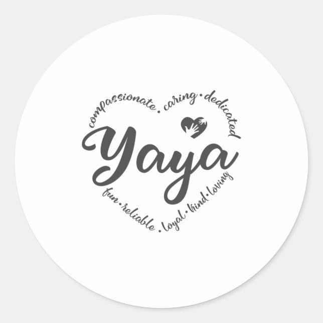 Sticker Rond Yaya, joli cadeau Yaya, coeur avec yaya (Devant)