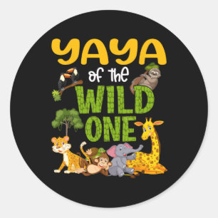 Sticker Rond Yaya Of The Wild One Zoo Anniversaire Safari Jungl