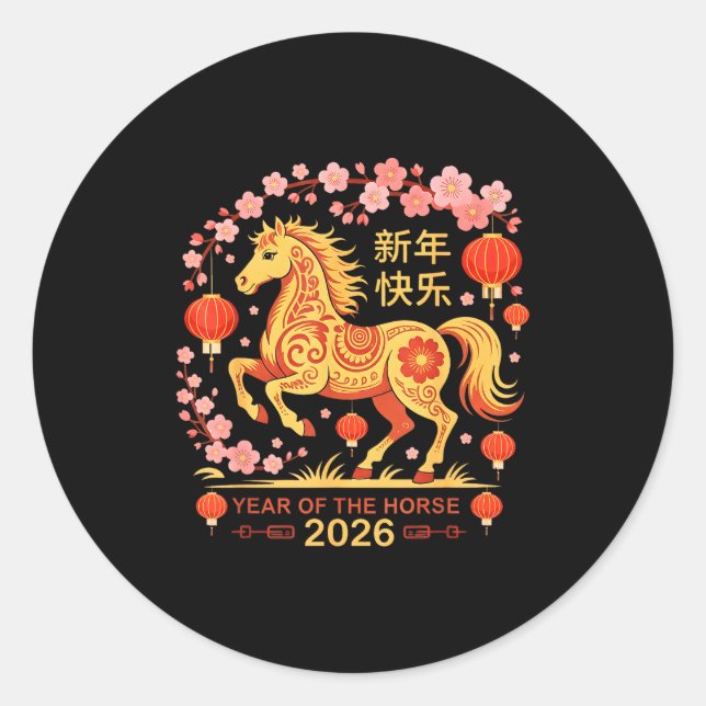 Sticker Rond Year Of The Horse 2026 - Chinese New Year 2026  (Devant)