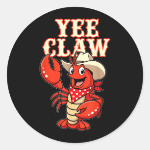 Sticker Rond Yee Claw Drôle Vintage Ébullition d'écrevisses Caj