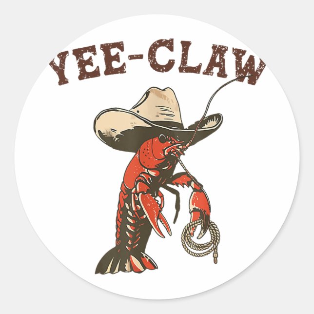 Sticker Rond Yee Claw Funky Crawfish Festival de fruits de mer  (Devant)