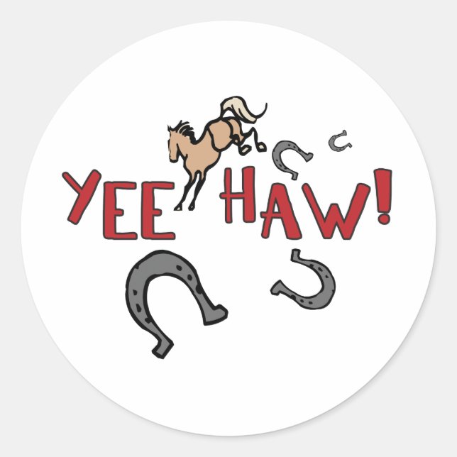 Sticker Rond Yee Haw Bucking Horse (Devant)