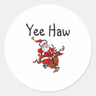 Sticker Rond Yee Haw Père Noël