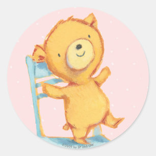 Sticker Rond Yellow Bear Dance and Plays on Chair