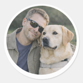 Sticker Rond Yellow Labrador Guide Dog Partnership man