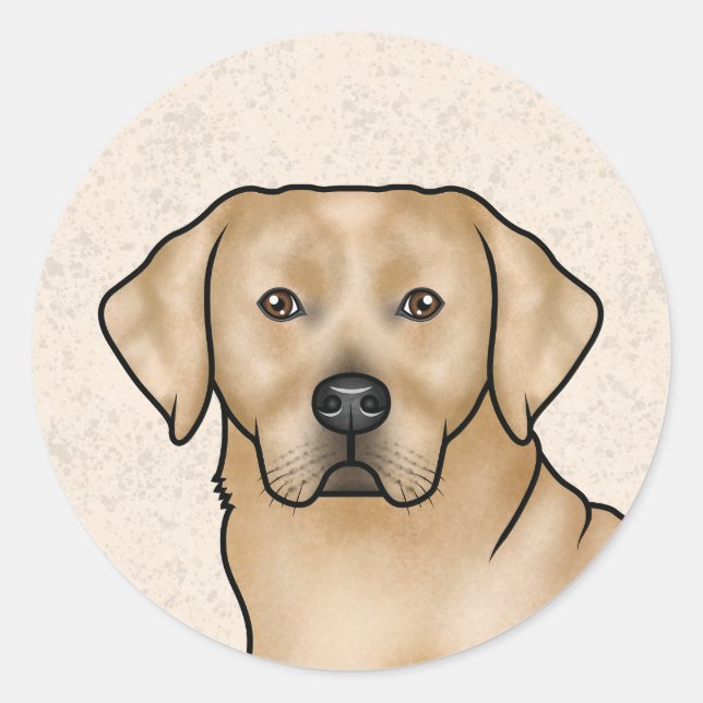 Sticker Rond Yellow Labrador Retriever mignon Lab Portrait de c (Devant)
