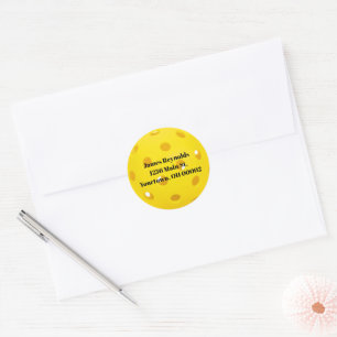 Sticker Rond Yellow Pickleball Adresse de retour