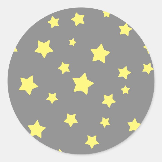 Sticker Rond Yellow Stars gris Motif (Devant)