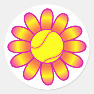 Sticker Rond Yellow Tennis Girl