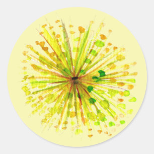 Sticker Rond Yellow wildflower dandelion watercolor flower