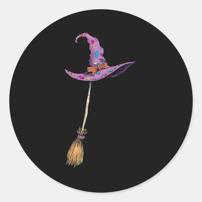 Sticker Rond Yes I Can Drive A Stick Soky Witch Funny Halloween (Devant)