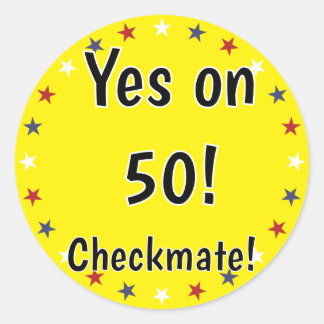 Sticker Rond Yes on 50! Checkmate