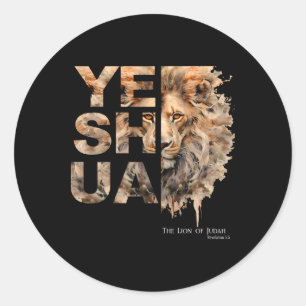 Sticker Rond Yeshua, Lion de Juda, Jésus, Dieu, Verset biblique
