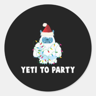 Sticker Rond Yeti à faire la fête Yeti pour
