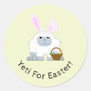 Sticker Rond Yeti pour Pâques mignonne Pâques Yeti