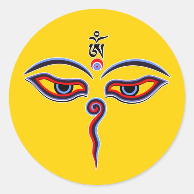 Sticker Rond Yeux de sagesse de Bouddha - Les yeux du temple Bo (Devant)