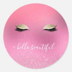 Sticker Rond Yeux rose or