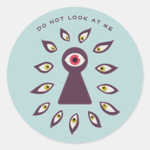 Sticker Rond Yeux-trou-clé paranoïaque antisocial