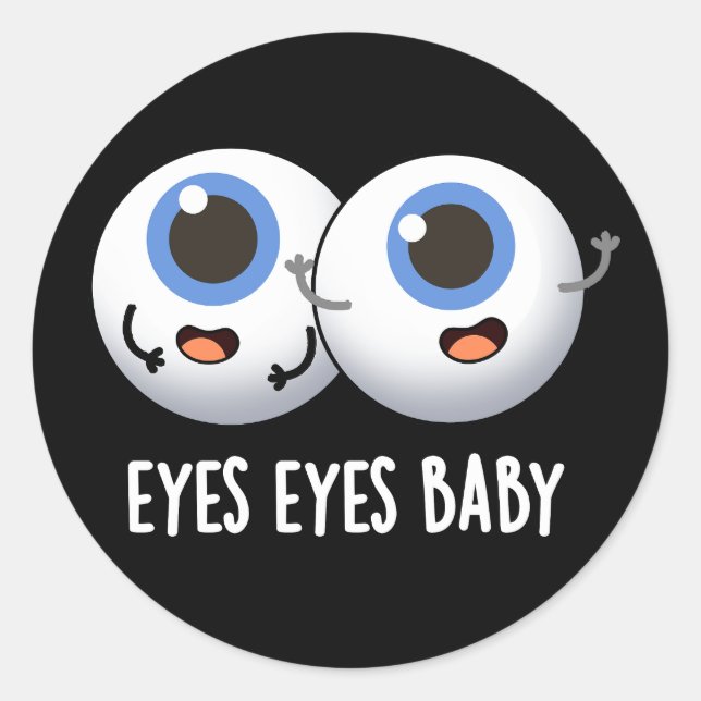 Sticker Rond Yeux Yeux Bébé Funny Ice Eyeballs Pun (Devant)