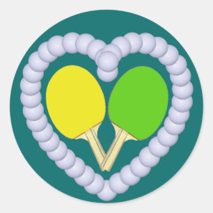 Sticker Rond YG Ping Pong Paddle Heart